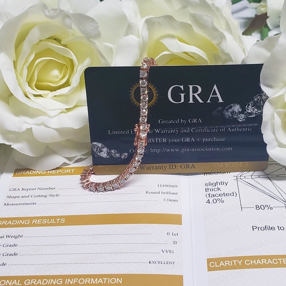 3mm Luxurious Moissanite Tennis Bracelet Silver with Rose Gold Plated